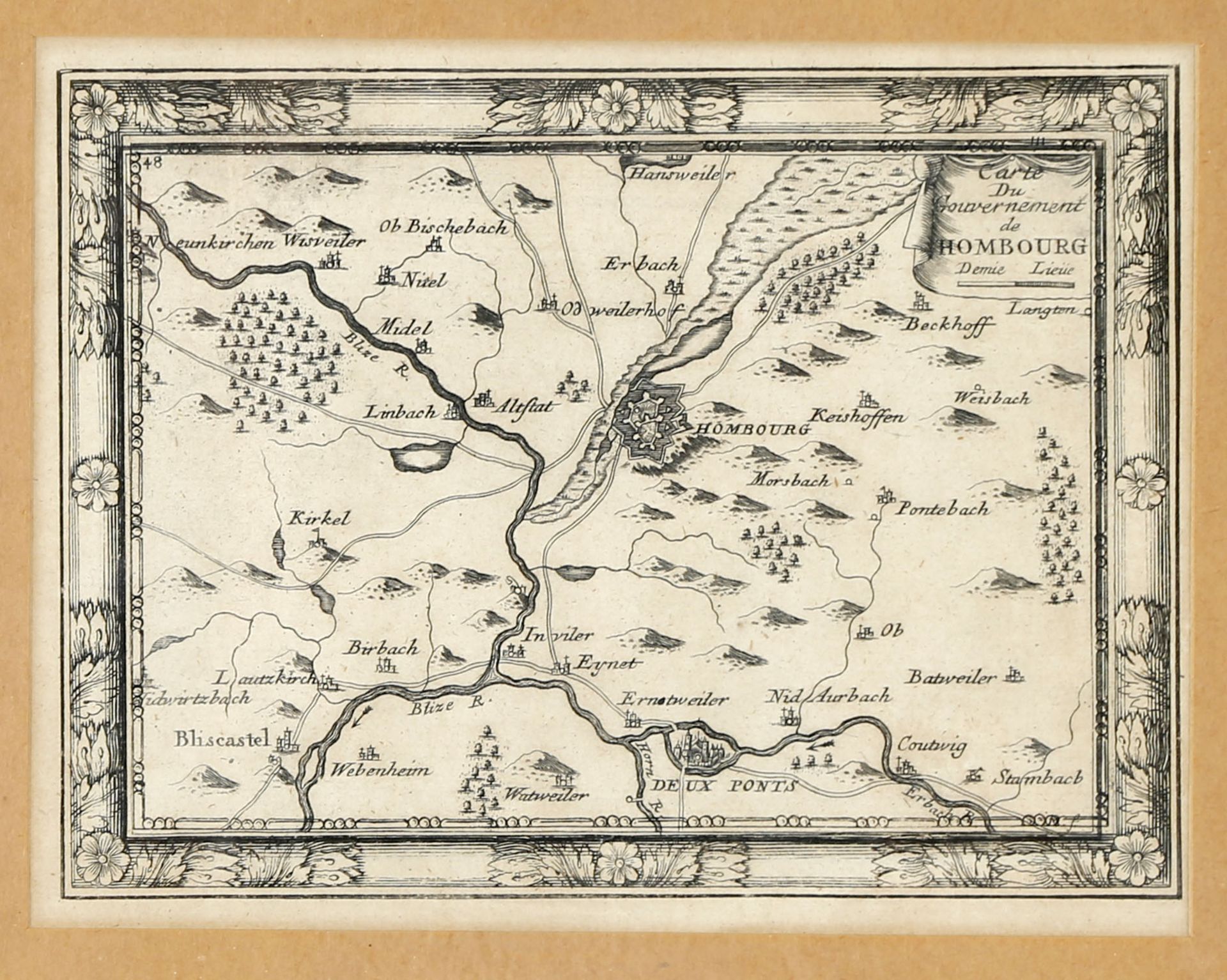 'Carte du Gouvernement de Hombourg' (Karte des Gouvernements Homburg), um 1730