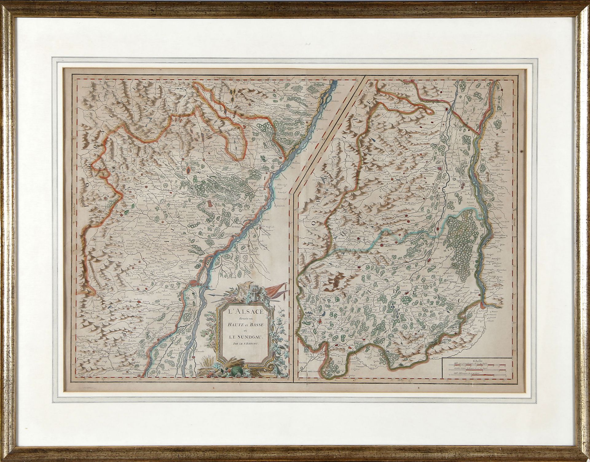Landkarte Elsass (L´Alsace divisée en Haute et Basse et le Sundgau), 1754