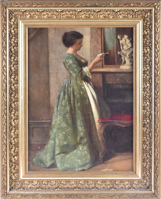 Ferdinand Heilbuth (1826-1889) German a study of a lady in a sumptuous green gown, she stands