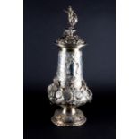 A large German silver-plated flagon in the Renaissance taste with winged allegorical 'Victory'