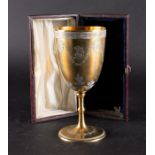 A Victorian silver-gilt cased presentation goblet London 1865, by S. Smith & Son, the two-colour