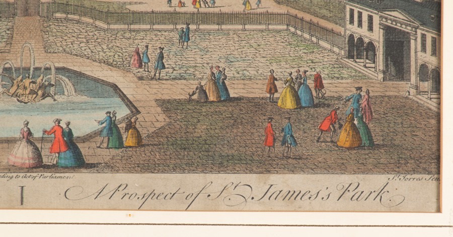 French School, 18th century a pair of hand coloured engravings a prospect of St. James's park with a - Image 5 of 6