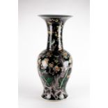 A very large late Qing dynasty famille noire yen-yen vase the baluster shaped body decorated with