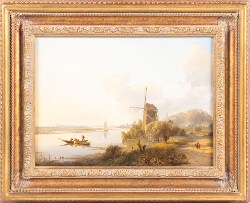 Lodewijk Johannes Kleyn (1817-1897) Dutch depicting a Dutch canal on a summer evening, signed with - Image 3 of 6