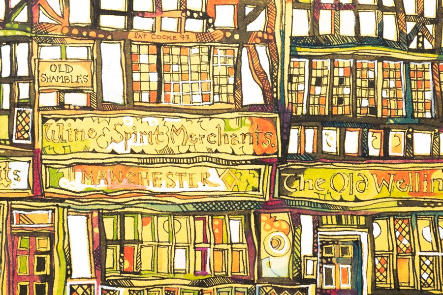 Pat Cooke (1935-2000) British 'Old Shambles' (Manchester), pen and watercolour, signed and dated - Image 6 of 6