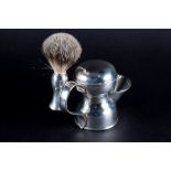 An Edwardian silver shaving cup Birmingham 1902, by Levi & Salaman, with hinged lid, loop handle and