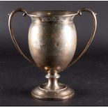 An Edwardian Irish silver billiards trophy  Dublin 1917, by West & Son, with two handles and