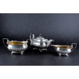 A George III three-piece silver tea set London 1809, by Robert Hennell I & Samuel Hennell,