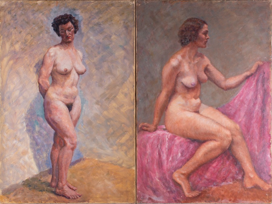 Hans Eriksen (1912-1982) Danish depicting two life studies of naked women, one standing, unsigned,