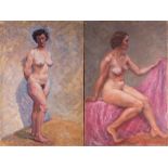 Hans Eriksen (1912-1982) Danish depicting two life studies of naked women, one standing, unsigned,