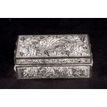 An early 20th century Chinese export silver rectangular wood-lined box bearing marks for Luen Wo,