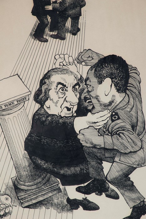 Walter Ernest Fawkes 'TROG' (1924) British-Canadian depicting Golda Meir and Anwar Sadat fighting - Image 3 of 4