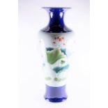 A very large 20th century Chinese baluster vase decorated with lotus flowers and lily pads, the