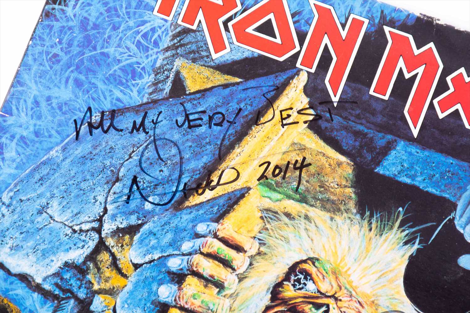 Iron Maiden: a signed 'No Prayer for the Dying' LP the cover with three band signatures, obtained in - Image 8 of 10