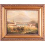 Swiss school, 19th century depicting a view of Lausanne, signature illegible lower right, oil on