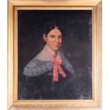 Attributed to Thomas Hewer Hinckley (1813-1896) British portrait of 'Sally Wilbur of Norton',