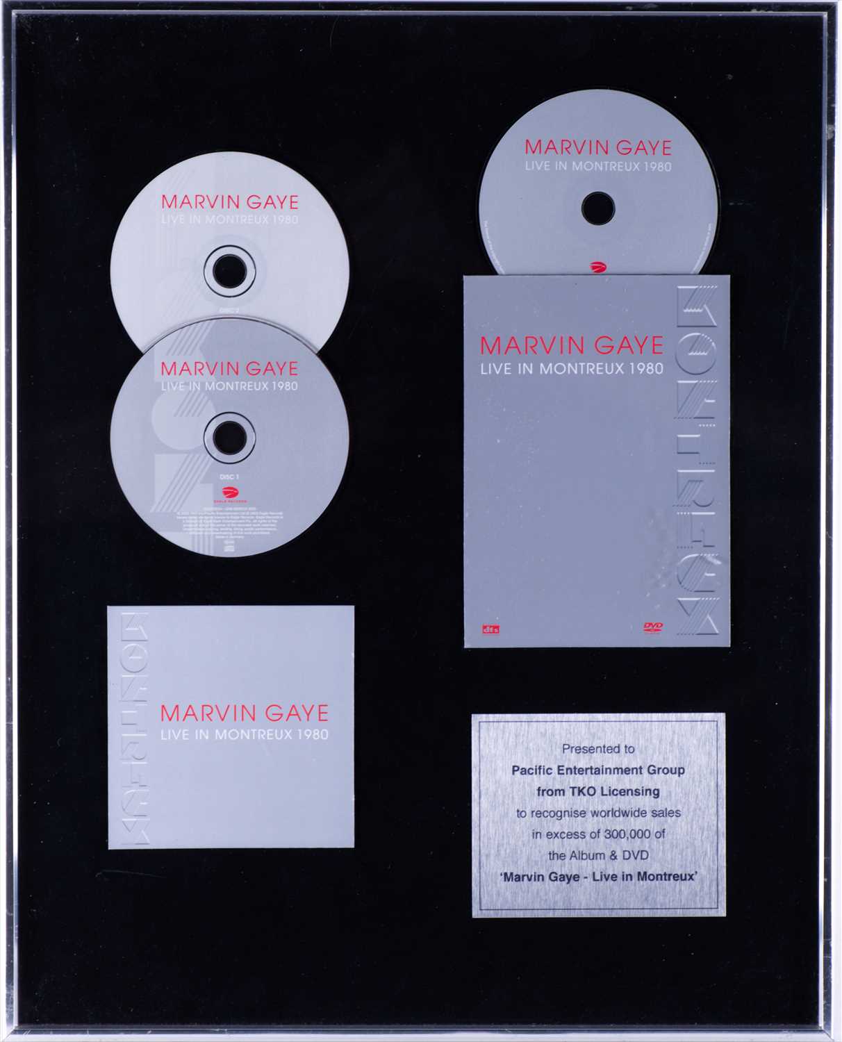 Marvin Gaye: a 'Live in Montreux 1980' framed presentation marking 'worldwide sale in excess of