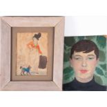 English school, 20th century depicting a portrait of a young lady with short hair, unsigned, oil