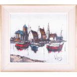 English school, 20th century depicting boats on a harbour, signed: 'Gilder', acrylic on canvas,