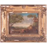 Continental School, 19th century depicting a pastoral scene, unsigned, oil on panel, within a gilded