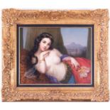 French School, 19th century an Orientalist painting of a semi-nude idealised odalisque, with dark