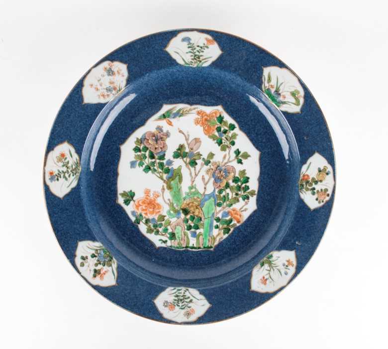 A large Chinese-style famille verte charger of circular form probably by Samson of Paris, apocryphal