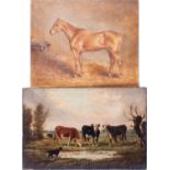 Gertrude L. Whelpton (XIX-XX) British depicting a Thoroughbred in his stable, signed and dated