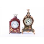 An early 20th century Asprey chinoiserie mantel clockwith central circular dial with Roman numerals,