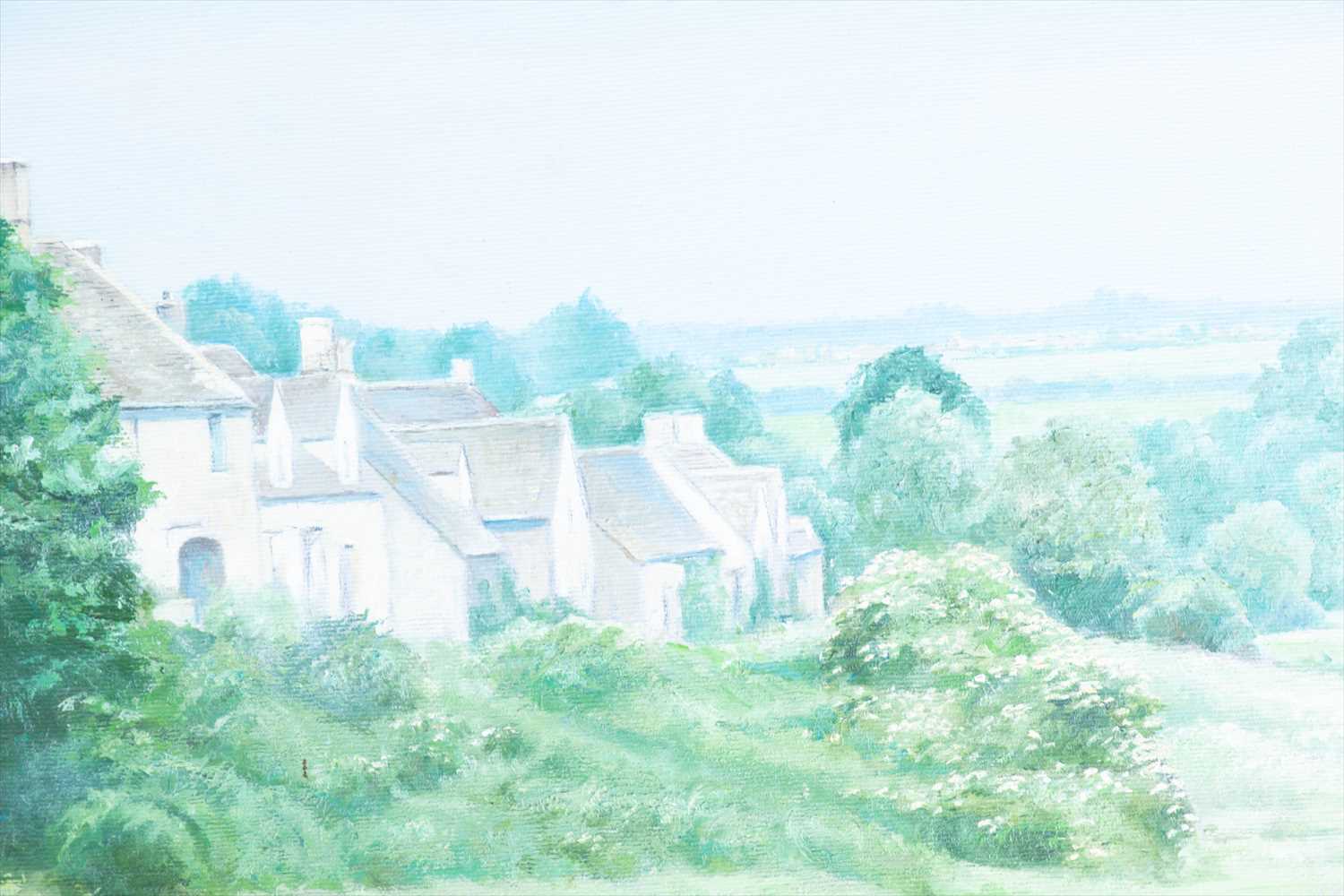 H.J. Squires (XX) English'Little Rissington', depicting a field with cottages in the background, - Image 2 of 6