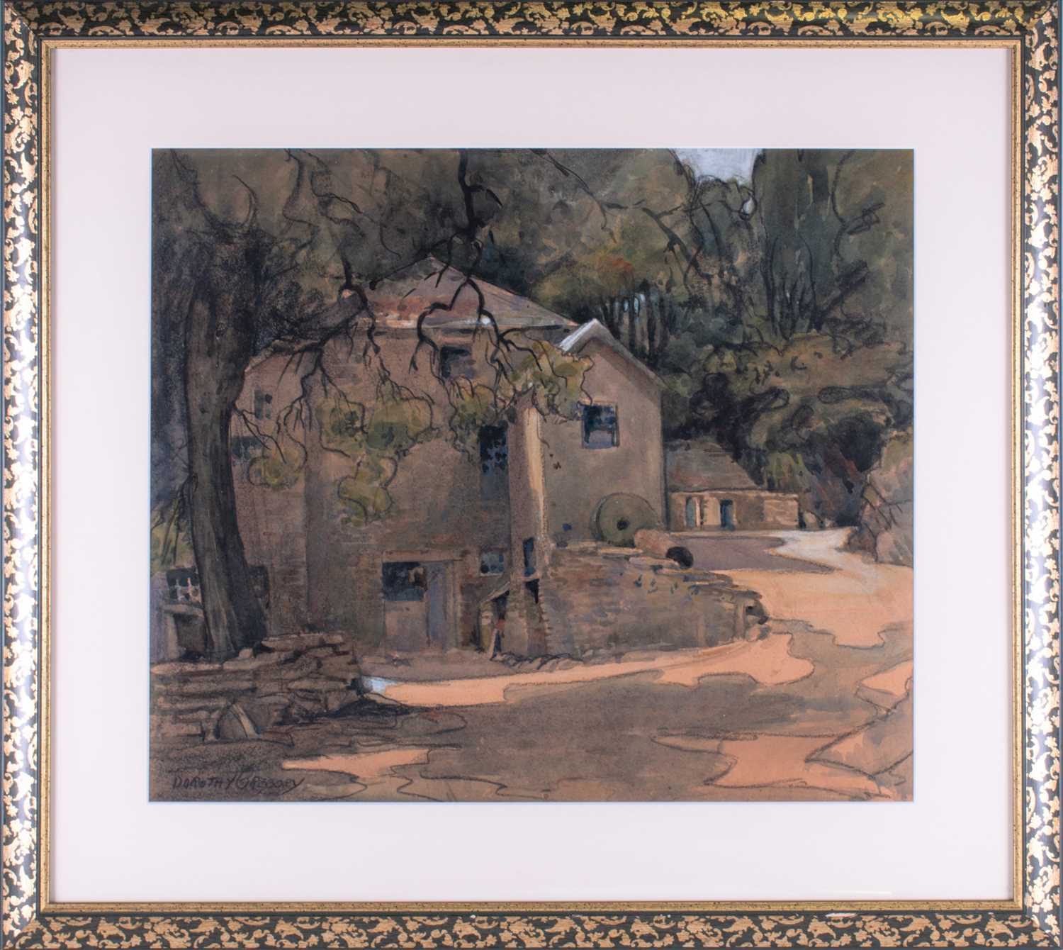 Dorothy Lake Gregory (1893-1970) Americandepicting a homestead, signed lower left, mixed media on