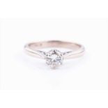 An 18ct white gold and solitaire diamond ringthe round brilliant-cut diamond of approximately 0.46