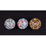 A collection of three mid century Murano Barovier & Toso paperweightsto include two medium complex