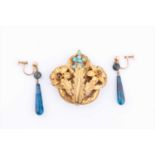 A Victorian gilt metal and turquoise floral broochapproximately 4 cm diameter, together with a