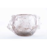 A 20th century Chinese carved rock crystal potcarved from a single piece, with prunus root branch