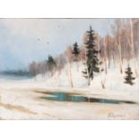 Russian School, 20th centurydepicting a snowy landscape, signed (Bloshinsky?), oil on canvas,