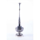 A Chinese export silver gilt water sprinkler with inverted tapering neck, the bulbous body and