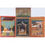A small collection of Indian Pahari style miniature paintingsto include two works depicting Radha