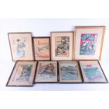 A collection of Meiji period Japanese woodblock printsto include a print by Utagawa Kunisada (