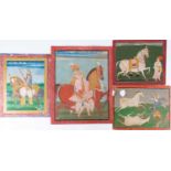 A group of four Indian Pahari style illustrationsto include two miniature portraits of two different