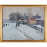 Mikael Filippovitch Volodine (1912-1987) Russiandepicting a snowy street, signed and dated 1944 to