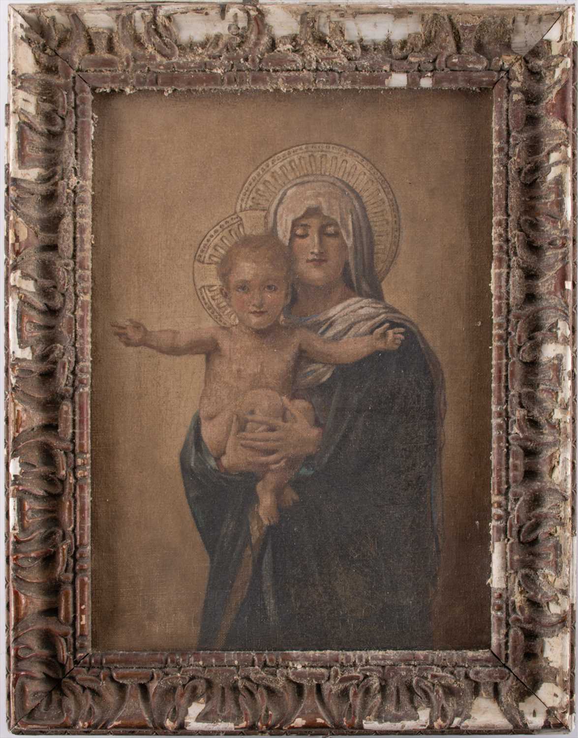 English School, 19th centurydepicting the Virgin Mary with Jesus child in cross-like gesture,