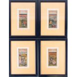 A set of four Indian miniaturesprobably late 19th century, each depicting hunting scenes with men on