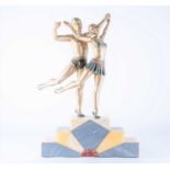 After Enrique Molins Balleste (1893-1958) Spanish/French a pair of painted metal dancers in the