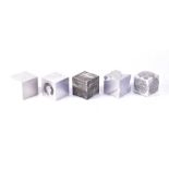 Mark Firth (born 1952) British Five solid aluminium wall hanging cubes from the 'Mass and