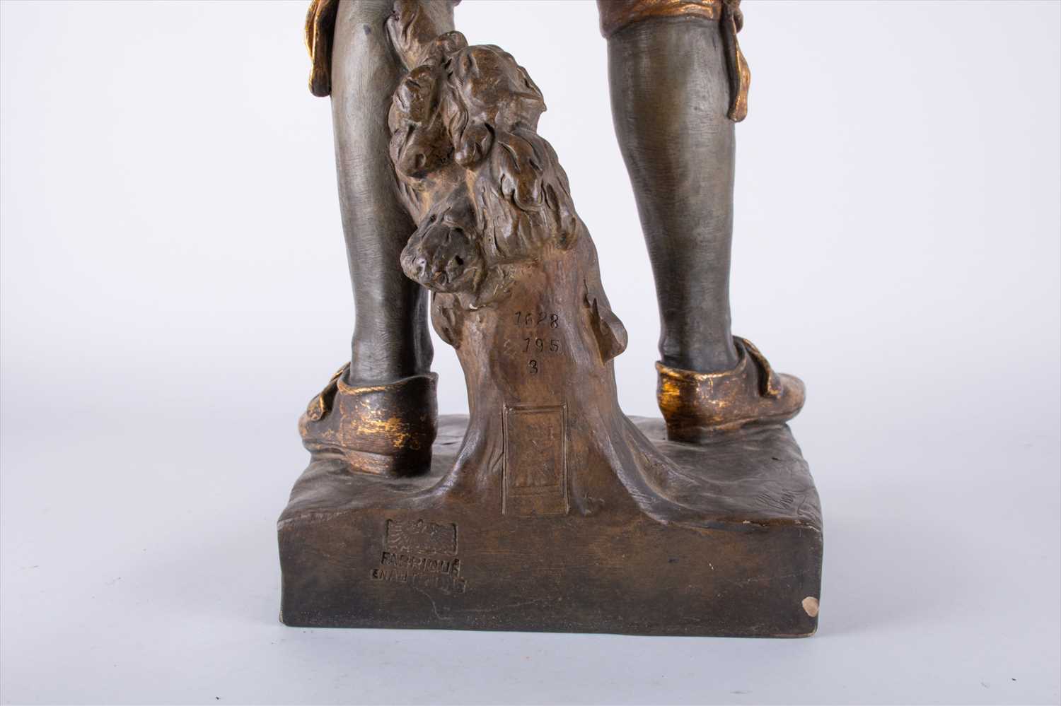 A large Goldscheider bronzed earthenware figure of a finely dressed boy his hands in his pockets - Image 4 of 9