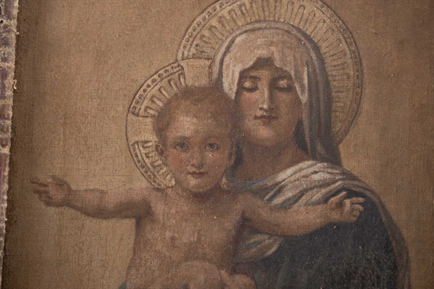 English School, 19th centurydepicting the Virgin Mary with Jesus child in cross-like gesture, - Image 3 of 3