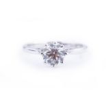 An 18ct white gold and solitaire diamond ringset with a round brilliant-cut diamond of approximately