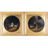 English School, 19th centurydepicting a bucolic scene of chicken and rooster in a barn, unsigned,
