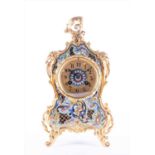A French Louis XV style champlevé enamel clockwith stamped movement by Vincent, the case with ormolu
