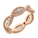 Roberto Coin. An 18ct rose gold and diamond 'New Barocco' ring, set with 0.49 carats of diamonds and